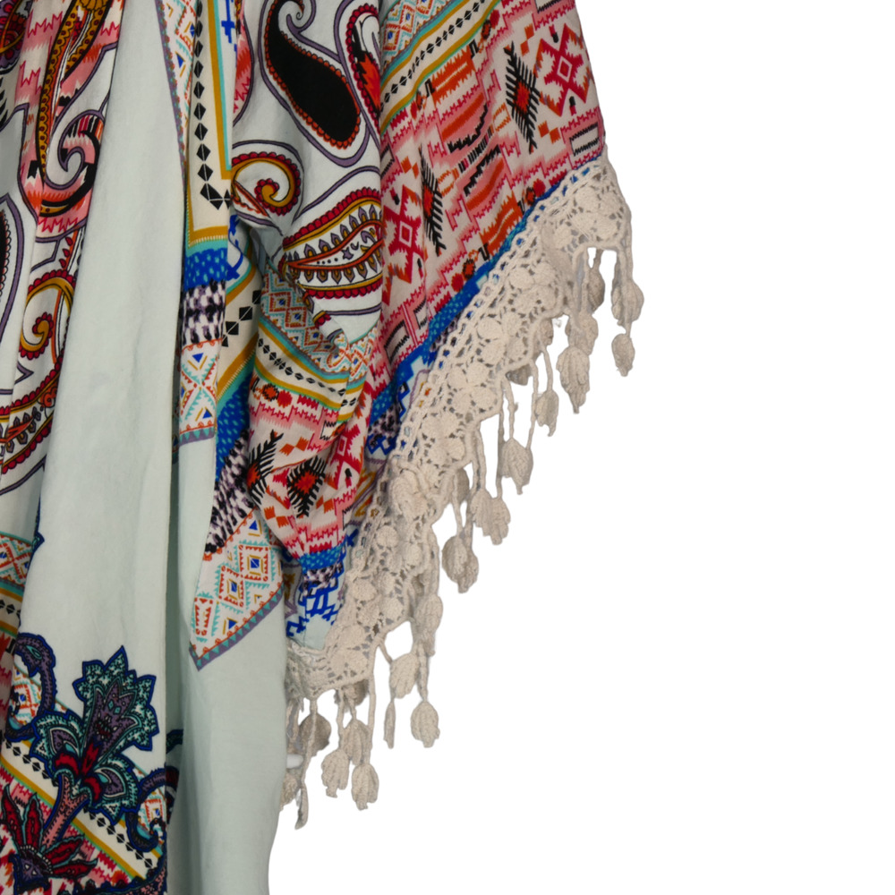 Umgee Cardigan Womens Medium Ivory Lace Fringe Boho Chic Festival Cottagecore - Picture 3 of 8